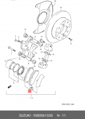 Комплект тормозных колодок, диско 5580061G50 SUZUKI