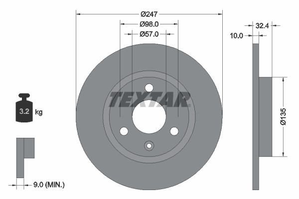 Тормозной диск 92067300 TEXTAR