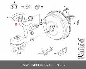 Трубка вакуумной системы 34 33 3 403 246 BMW