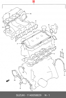Комплект прокладок, головка цилиндра 11400-58829 SUZUKI