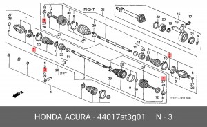 Комплект пылника, приводной вал 44017ST3G01 HONDA