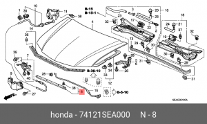 Уплотнитель капота 74121SEA000 HONDA