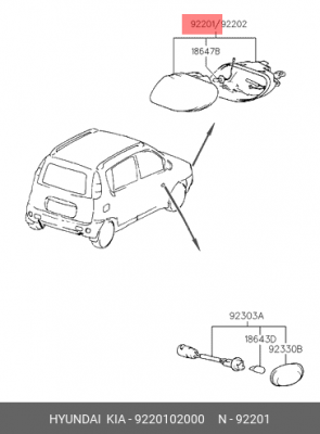Противотуманная фара 9220102000 HYUNDAI KIA