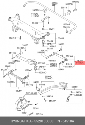 Рычаг независимой подвески колеса, подвеска колеса 552013B000 HYUNDAI KIA