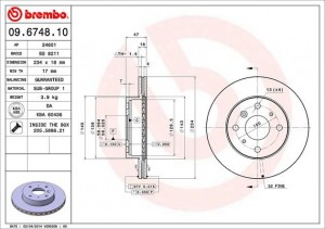 Тормозной диск 09.6748.10 BREMBO