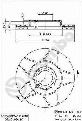 Тормозной диск 09.5166.75 BREMBO