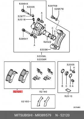 Колодки тормозные дисковые MR389579 MITSUBISHI