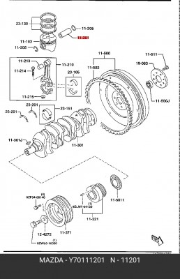 Палец поршня Y70111201 MAZDA