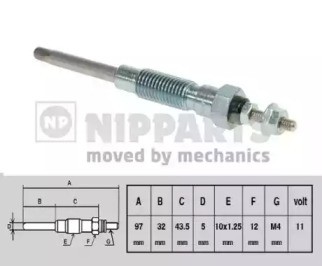 Свеча накаливания J5712014 H B JAKOPARTS NIPPARTS