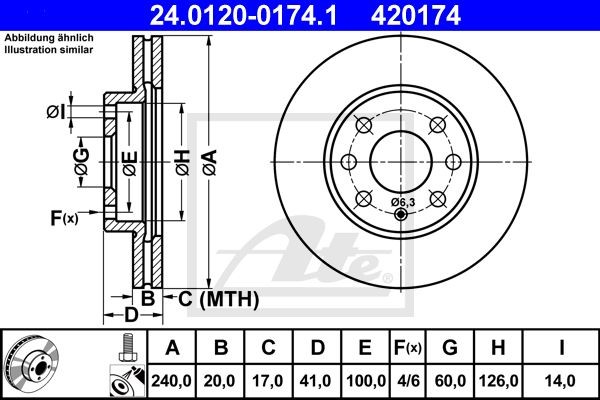 Тормозной диск 24.0120-0174.1 ATE