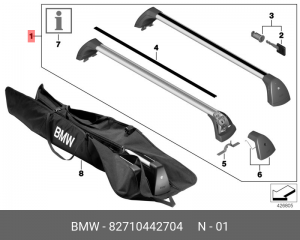Багажник - рейлинг поперечный на крышу 82 71 0 442 704 BMW