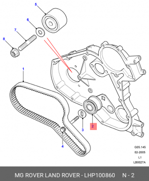 Натяжной ролик, ремень ГРМ LHP100860 MG ROVER LAND ROVER
