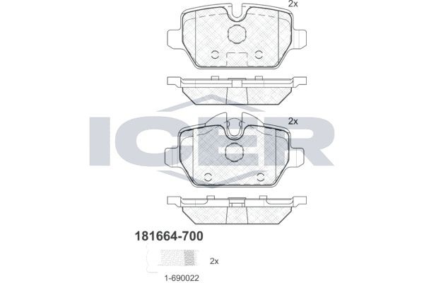 Комплект тормозных колодок, диско 181664700 ICER