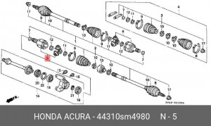 Шарнирный комплект, приводной вал 44310SM4980 HONDA