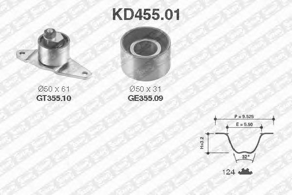 Комплект ремня ГРМ KD455.01 NTN SNR