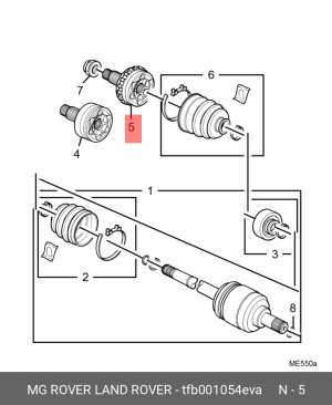 Шарнирный комплект, приводной вал TFB001054EVA MG ROVER LAND ROVER