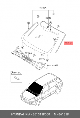 Молдинг стекла 861311F000 HYUNDAI KIA