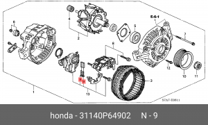 Щетка генератора 31140P64902 HONDA
