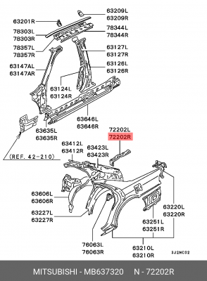 Опора полки багажника MB637320 MITSUBISHI