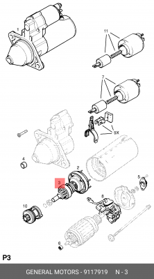 Привод с механизмом свободного хода, стартер 9117919 GENERAL MOTORS