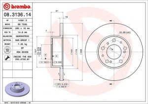 Тормозной диск 08.3136.14 BREMBO