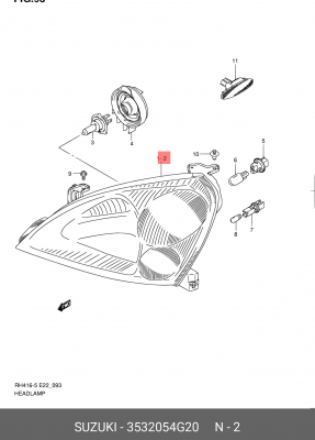 Основная фара 35320-54G20 SUZUKI
