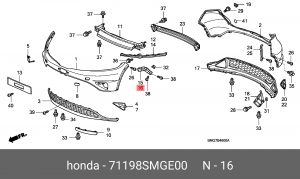 Крепление бампера 71198SMGE00 HONDA