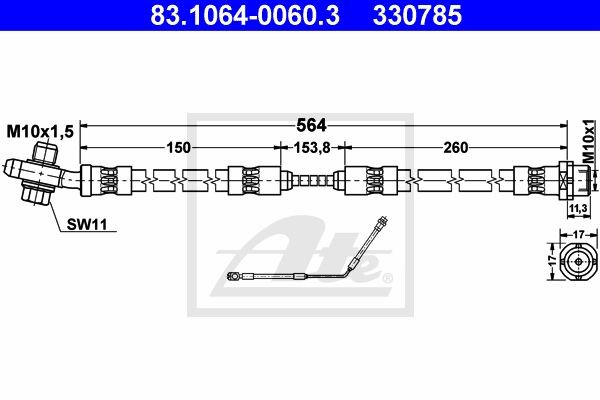 Тормозной шланг 83.1064-0060.3 ATE