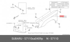 Крыло переднее 57110SA0409P SUBARU