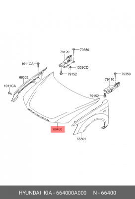 Капот 664000A000 HYUNDAI KIA