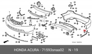 Кронштейн крепления бампера 71593SNAA02 HONDA
