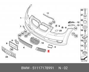 Решетка бампера 51 11 7 178 991 BMW