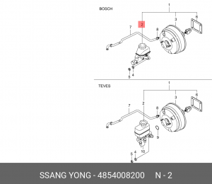 Ремкомплект, главный тормозной цилиндр 4854008200 SSANG YONG