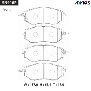 Колодки тормозные дисковые SN916P ADVICS