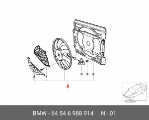 Вентилятор, охлаждение двигателя 64 54 6 988 914 BMW
