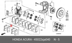 Комплект тормозных колодок, диско 45022SJA040 HONDA