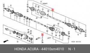 Шарнирный комплект, приводной вал 44010SM4010 HONDA