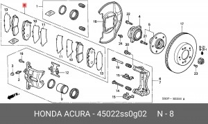 Комплект тормозных колодок, диско 45022-SS0-G02 HONDA