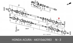 Шарнирный комплект, приводной вал 44310SB2983 HONDA