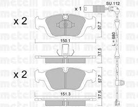 Комплект тормозных колодок, диско 2203120K METELLI