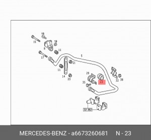 Втулка стабилизатора A 667 326 06 81 MERCEDES BENZ