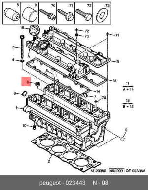 Заглушка ГБЦ 0234 43 CITROEN PEUGEOT