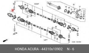 Шарнирный комплект, приводной вал 44310-S10-902 HONDA
