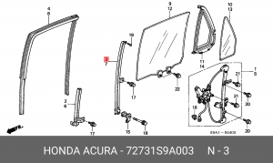 Направляющая стекла двери 72731S9A003 HONDA