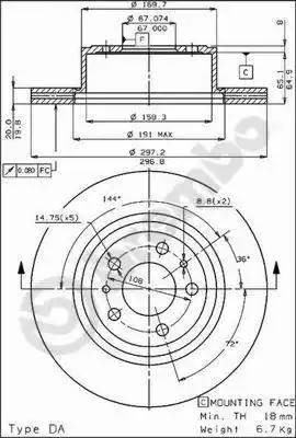 Тормозной диск 09395010 BREMBO