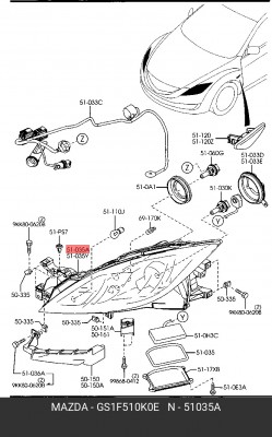 Фара головного света GS1F510K0E MAZDA