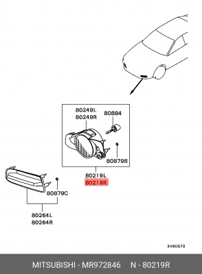 Фары противотуманные (комплект) MR972846 MITSUBISHI