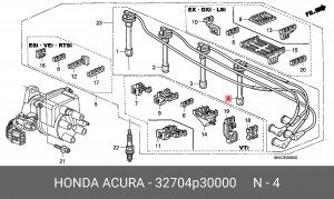 Ккомплект проводов зажигания 32704P30000 HONDA