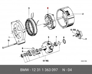 Ремкомплект, генератор 12 31 1363097 BMW