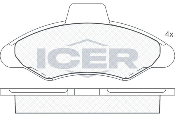 Комплект тормозных колодок, диско 180790 ICER